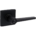 Kwikset Safelock SL6000DALSQT-514 Daylon Lever with Square Rose Push Button Entry Lock with RCAL Latch and RCS Strike Iron Black Finish