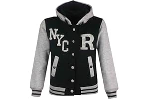 A2Z 4 Kids Unisexe B.B Encapuchonné R Mode FOX Varsity Veste Baseball Style Manteau Longue Manches Nouveau Décontractée Mode Filles Garçons Nouveau Âge 2-13 Ans