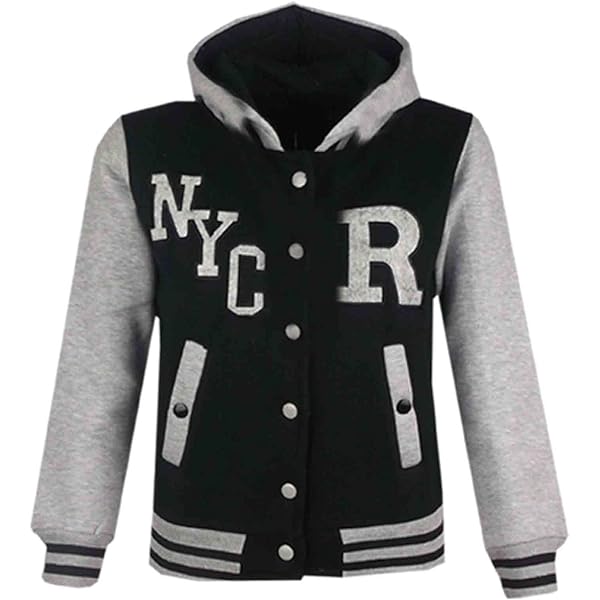 AWDis Kids Varsity Jacket - Haut De Baseball Tendance Pour Garçons - Noir De Jais/blanc (3-4 Ans