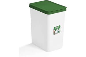 Dekohome Poubelle de cuisine en plastique résistant pour verre et verre, 28 l, poubelle de recyclage, vert