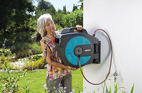 Gardena 8025-20 Schlauchbox Comfort 35 roll-up automatic Li; zur Wandmontage (Einzug über Lithium Ionen Akku per Tastendruck; Box um 180 Grad schwenkbar) Schlauchlänge 35 m - 3