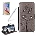 Produktbild Für Galaxy S8 Plus Klapphülle, Girlyard Bling Diamant Schmetterling Blumen Muster Grau PU Leder Hülle Slim Fit Soft Silikon Innere Bumper Wallet Case mit Lanyard Strap Standfunktion Kartenfach Magnet Schutzhülle für Samsung Galaxy S8 Plus