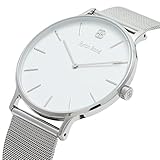 41mm Silber Herrenuhr - Ultra-dünne Gehäuse minimalistische wasserdichte Edelstahl-Kleid-Uhr von Byron Bond