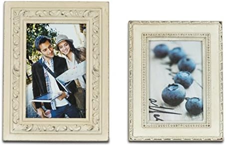 levandeo Set of 2 Cream Shabby Chic Vintage Antique Country House Baroque Style Retro Nostalgic Stand Picture Frame Photo Frame Single Frame