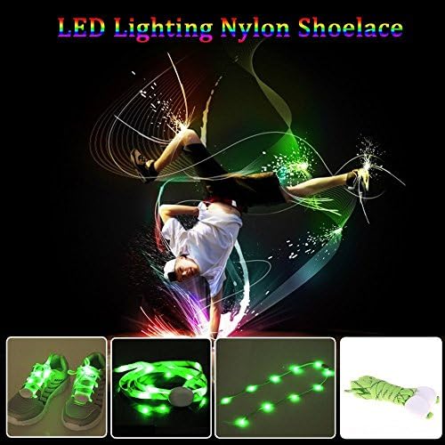 Onlylove Nylon LED Glow Shoelaces Flashing Safety Light up Shoes Laces for Party Hip-hop Dancing LED Slap Bracelets Flat Fashion Safety Light-Sports Reflective Armband Cycle Gear No Tie Reflective Shoelaces Waterproof Silicon Flat Elastic Athletic Running Shoe Laces