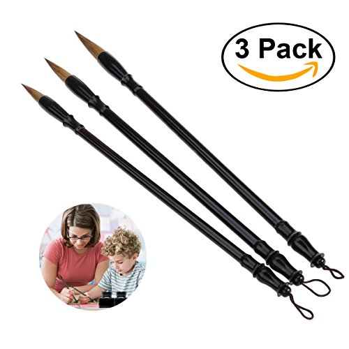 NUOLUX 3pcs Wolf Chinesische Haarbürste - Größe, Große kleine Mittlere (Schwarz + Braun)