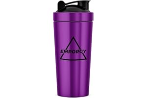 Emporgy Steel Shaker Edelstahl 750 ml Farbe: Violett I Hochwertiger Shaker für Gym & Fitness, sowie Gaming Booster I Auslaufsicherer Klappenverschluss I Leicht zu Reinigen
