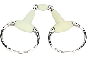 AYNEFY Horse Snaffle Bit, Rostfritt Stål Horse Bit äpple Smak Gummi Inslagna Häst Munnen Snaffla Bit Lös Länk Häst Munnen Bit med Smak