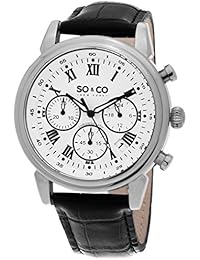 SO & CO New York 5059.2 - Reloj para hombres, correa de cuero color negro