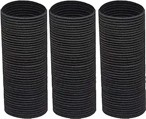 AL ZAHRA 50 Elastic Hair Bands 4 mm Hair Ties Elastics Hairbands Ponytail Holders No Metal for Women Girls Kids Men Thick Hair Black(Pack of 50)