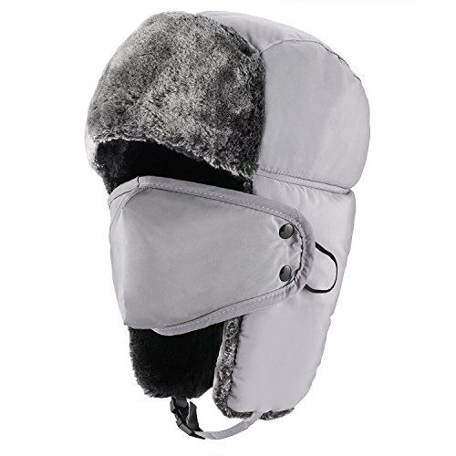 Gorro de invierno unisex de estilo clásico para la nieve con solapas para las orejas, protección de la barbilla y cubierta a prueba de viento, gris, talla única