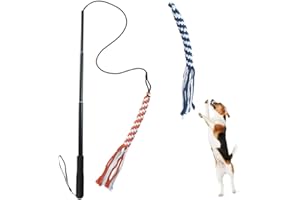 ASOCEA Cane allungabile Teaser Wand Pet Flirt Stick Pole Puppy Chasing Tail Giocattolo interattivo per cani di taglia piccola di taglia media Allenamento Esercizio di gioco