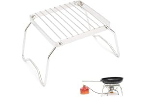 SEULLY Portable Camping Grill Compact,Folding Barbecue Burner Holder,Outdoor Camping Grill Stainless Steel Support Cooking Pot Bracket Holder for Backpacking,Hiking, Picnics, Fishing
