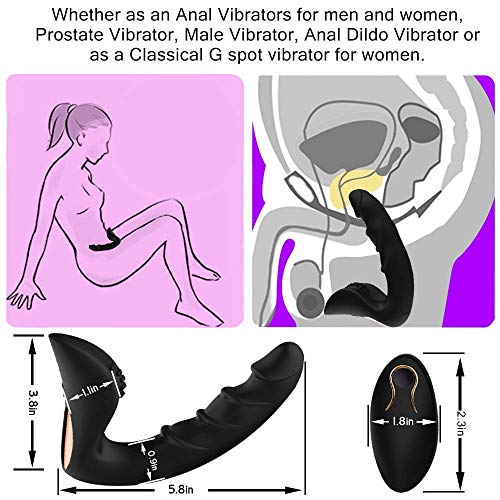 Vibrating Anal Vibrator Prostate Massager Anal Butt Plug P-spot Stimulator, Anal Sex Toys Perineum Massager with Upgraded Remote Control Adult Sex Toys for Men Masturbation Couples