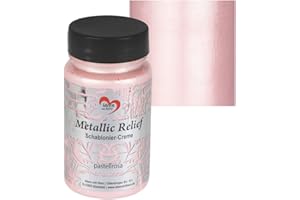 Ideen mit Herz Crème de Pochoir en Relief Métallique | Pâte Structurelle Fine | Peinture au Pochoir | 90 ml | à Base d'Eau (Rose Pastel)