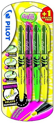 Pilot 4136B4 / Frixion Lot de 4 surligneurs Jaune/vert/rose (Import Allemagne)