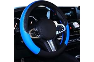 MAYCO BELL Microfibre leather steering wheel cover Wavy Line Splice X-pattern Blue