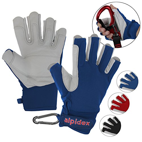 Alpidex Guantes para vía ferrata BLACK BOA 2.0 unisex de cuero autén