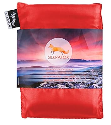 Silkrafox Sac de couchage ultra-léger, soie artificielle, le compagnon idéal des randonnées, des voyages ou du camping, rouge