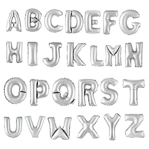 Da. WA Lot de 26 pcs Ballons à Gonfler 40,6 cm Argent Lettre A-Z Ballons en latex Vacances anniversaire de mariage Ballons Décorations de fête