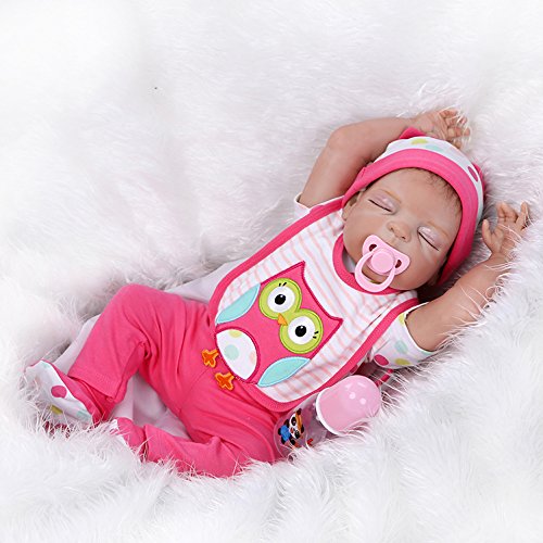 NPKDOLL Reborn Baby Doll Hard Silicone Vinyl 22inch 55cm Magnetic Mouth Lifelike Waterproof Boy Girl Toy Red Animal Eyes Close A1UK
