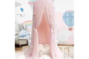 OLDPAPA Ciels de Lit pour Les Filles - Princesse Lit à Baldaquin Moustiquaire Bébé Pépinière Salle de Jeu Décor Dôme Premium Filets Rideaux, Rose