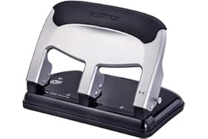 Bostitch Office EZ Squeeze Heavy Duty 3 Hole Punch, 40-Sheet Capacity, Use Less Force, Perfect for Home Office School Supplies, Sleek Design, Silver