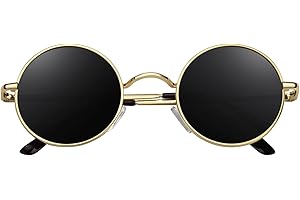 CGID Okrągłe okulary przeciwsłoneczne w stylu retro, dla mężczyzn i kobiet, polaryzacyjne, Lennon, hippie, metalowa oprawka, ochrona UV400