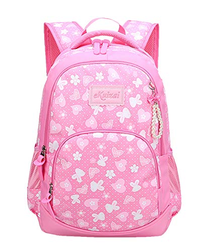Preisvergleich Produktbild Juchen Ranzen Junge Rucksack Wasserdicht Backpack Kinder Printing Schulrucksäcke Marine Blumenmuster Kinder Rucksack Mädchen (Pink)