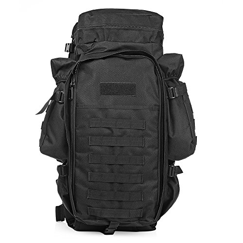 outlife 60L Large Capacity Waterproof Military Backpack Sturdy Nylon Durable Gun Bag for Travel/Hiking/Camping/Biking (Black)