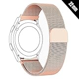Shellong 22 mm Milanaise Mesh Loop Edelstahl Metall Uhr Band Armband für Frauen Herren Samsung Gear S3 Classic und Frontier, Huawei Watch 2 Classic, LG Uhr, Urbane und R Smartwatch, Rose Gold, 22 mm