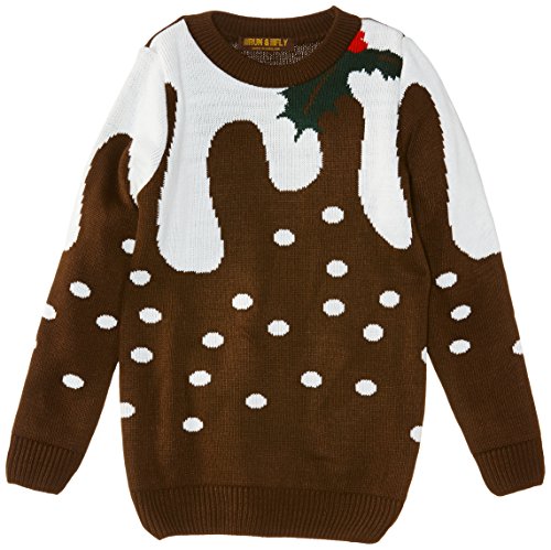 Run & Fly Unisex Baby Xmas Pudding Jumper, Multicoloured, 5-6 Years