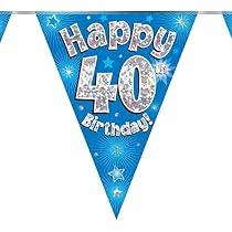 Jumbo-Geburtstagsabzeichen "40 Today" – Blau, Holografisch, 15,2 Cm