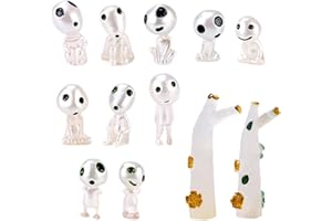 KXUSW 10pcs Sprites d'Arbres Lumineux et 2pcs Souches d'Arbres Lumineuses-Princesa Mononoke-Figuras Jardín Exterior-Decoración de Elfo Arbóreo Que Brilla en la Oscuridad de Resina