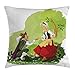 Produktbild MLNHY Cartoon Throw Pillow Cushion Cover, Prince Putting Glass Shoe on His Girlfriend Fantasy Fairytale Romance Illustration, Decorative Square Accent Pillow Case, 18 X 18 Inches, Multicolor