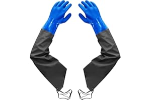 HAIOU Long Rubber Gloves, Elbow Length Drain Gloves, Heavy Duty Pond Gloves, Chemical Protective Gloves for Resist Strong Acid, Alkali and Oil