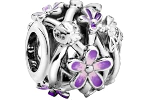 Feitery La familia Charm Compatible Pandora Pulsera y Collar Cordate Abalorios para Mujer Collar Charms Originales Regalo día de la Madre