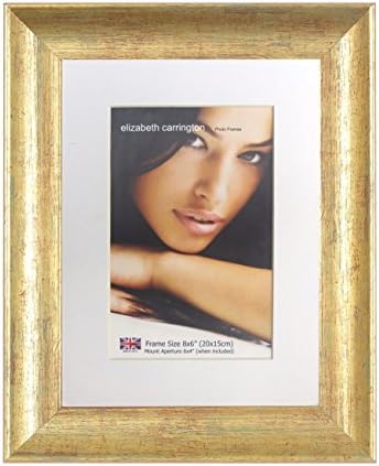 Elizabeth Carrington Premium High Quality, Distressed Gold Photo/Picture Frame, Dubai Range, 8x6 Inch with 6x4 Inch Removable White Mount, British Made, 100% Timber and PFEC Sourced
