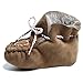 Brubaker Baby Sheepskin Moccasins Love Heart Embroidery - Fur Lined - Brown UK Size 5 (12 to 18 months)