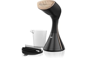 VERTENZ Aura 40 | Steamer Tragbarer Dampfglätter | Anpassbare Dampfeinstellungen | 1650W | 260ml Wassertank | 1,8m Kabellänge | Dampfbürste | 35s Schnellaufheizender | Dampfbügler Reise | Schwarz