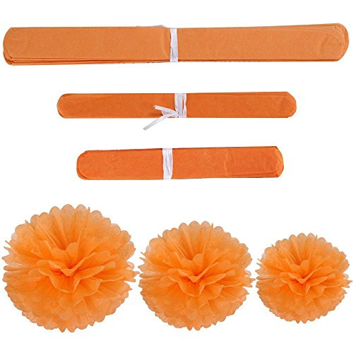 Yahee 30 Stück Papier Pompom Pompons Hängedeko Papierblumen Papier Ball für Hochzeit Geburtstag Babytaufe Fest (Orange)