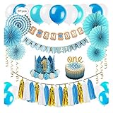 🎈GRAN VARIEDAD de DECORACIÓNES de CUMPLEAÑOS: 15PCS borlas de pañuelos de papel, 18PCS Globos de fiesta de látex de primera calidad de 12", Glitter dorado 'One' Topper (Sin pastel), Cuerdas de globos de oro de 2 rollos. Hecho de la más alta calidad, materiales seguros para niños con el. Lo más importante es que nuestros productos de fiesta de cumpleaños pueden soportar el uso repetido. Estas decoraciones de cumpleaños están pre-dobladas y precortadas, por lo que todo es fácil de montar para un