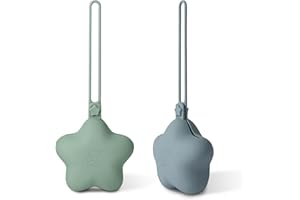 HAGOT Pack de 2 Guarda Chupetes Bebe, Estuche para Guardar Chupete de Silicona, Guardachupetes Portachupetes Sin BPA, Gris Verde + Azul Claro