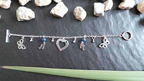 Bracelet charms in stainless steel and Lapis Lazuli