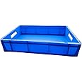 SES QTek Size 600X400X120 MM Multipurpose Heavy Duty blue Portable Plastic Crate | Organizer Stackable Shelf Basket for Large Storage Bin | Vegetable | Fruit | Fish | Milk - (Pack of 1)