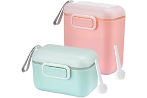 Druuzyl Dispenser Latte in Polvere 800ml+400ml Contenitore Portatile per Latte in Polvere, Contenitore Latte in Polvere con Cucchiaio, Ermetico per Latte in Polvere, Rosa Verde