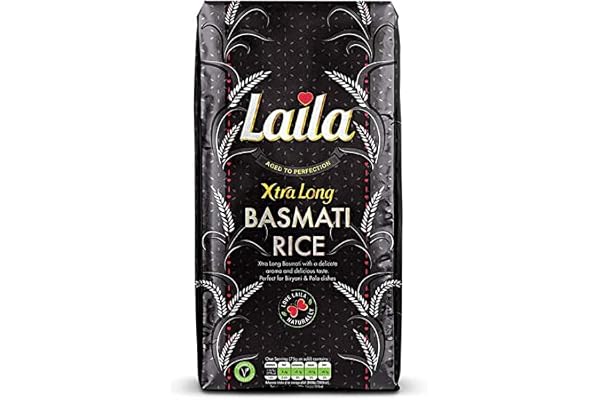 Laila Black XXL basmati-ris 1 x 5 kg – perfekt för Biryani, polorätter och som tillbehör – kolesterolfri och rik på vitaminer – Xtra Long Basmati