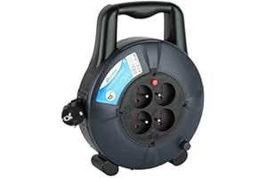 Electraline 28908 Enrouleur Rallonge Ménager Domestique Section de Câble3G1mm², 10Mt, 4 Prises 16A