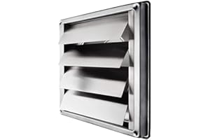 Aiggend Salida de Humos, de Acero Inoxidable de 150 mm Cuadrado de Rejilla Activa de Salida de Aire de ventilación Cubierta Campana de Pared Exterior
