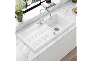 Astini Canterbury 100 1.0 Bowl Gloss White Ceramic Kitchen Sink & Waste